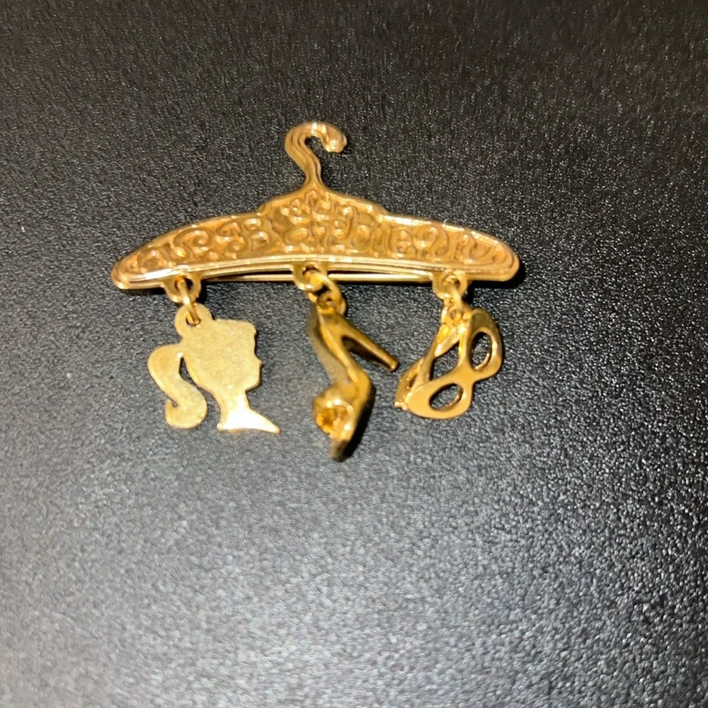 Gold Tone Barbie Charm Brooch / Pin